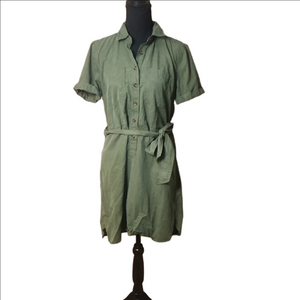 J. Crew Green Button-Up Shirt Dress, Size 10